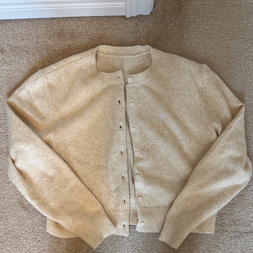 SHEIN Cream Knit Button Cardigan